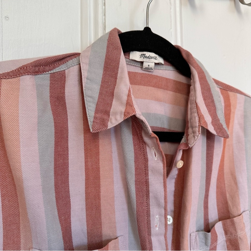 Madewell Flannel Courier Shirt in Sunrise Stripe - Picture 3 of 10